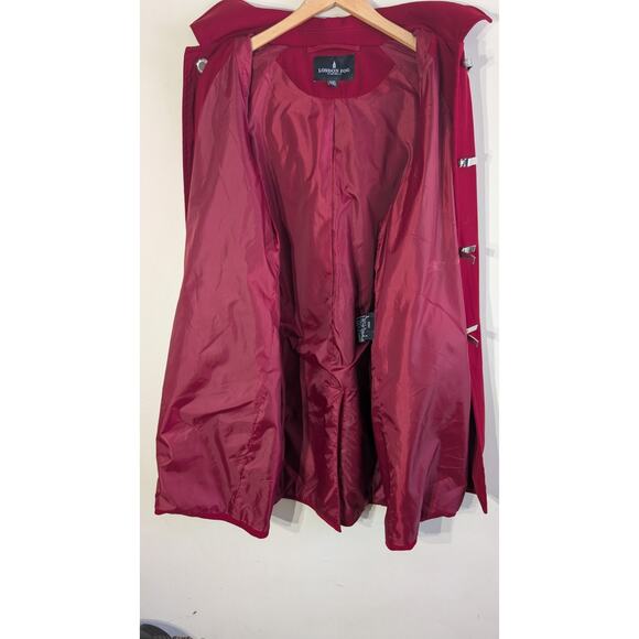 London Fog Womens All Weather Coat XL RED Silver clasps Preppy Classic Hooded - Picture 6 of 9